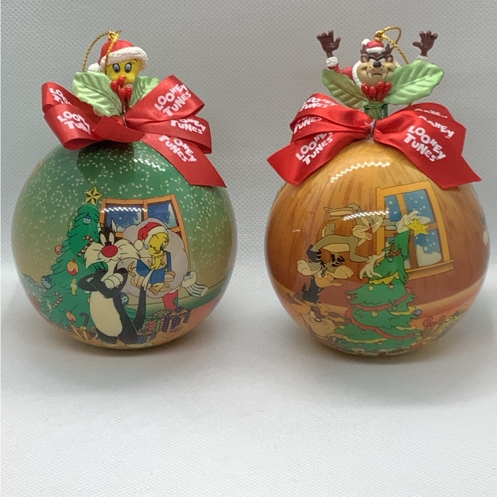Vintage Looney Tunes Ornaments Tweety Marvin Taz Elmer Bugs Daffy 4 Balls 1995 - Picture 2 of 16